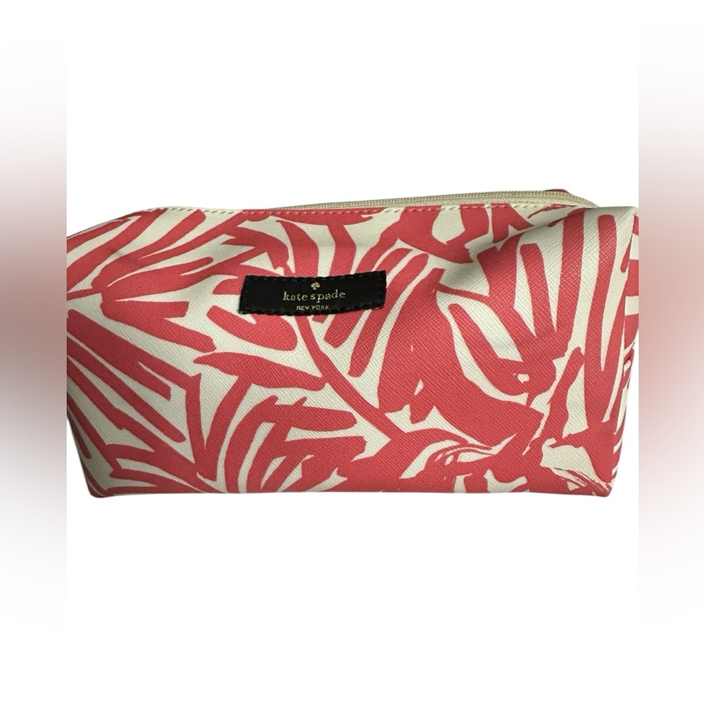 Kate Spade Grant Street Peony Palm Cosmetics Bag Pink & White